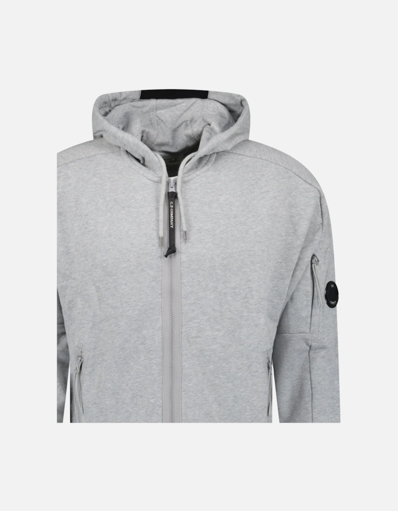 Diagonal Raised Fleece Full Zip Hooded Sweatshirt in Grey Melange