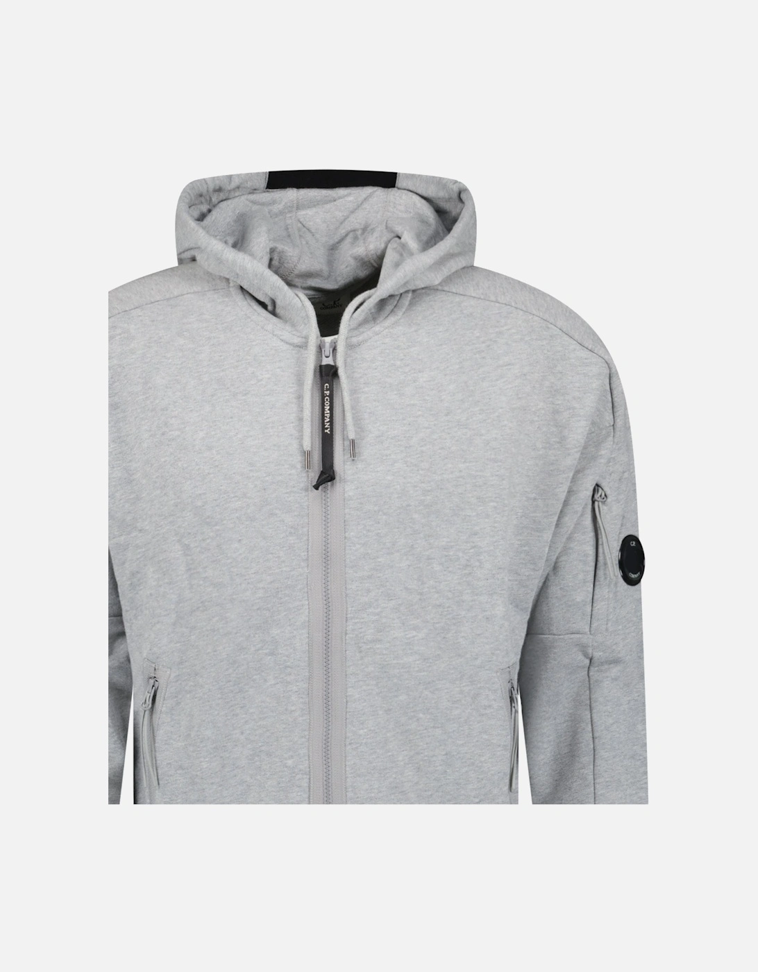 Diagonal Raised Fleece Full Zip Hooded Sweatshirt in Grey Melange