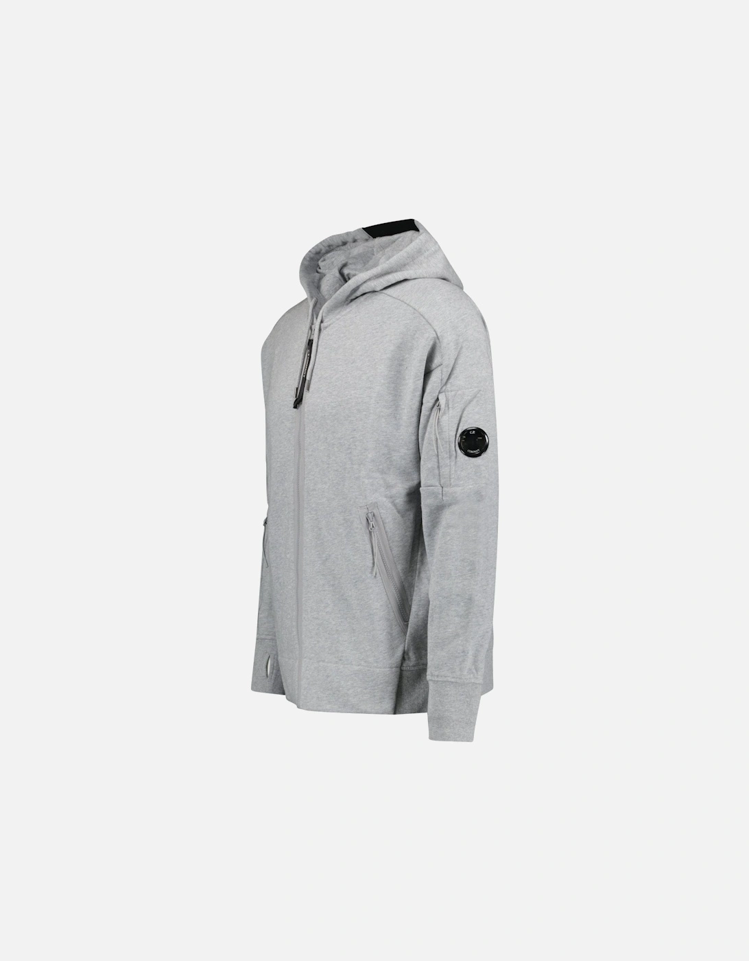 Diagonal Raised Fleece Full Zip Hooded Sweatshirt in Grey Melange