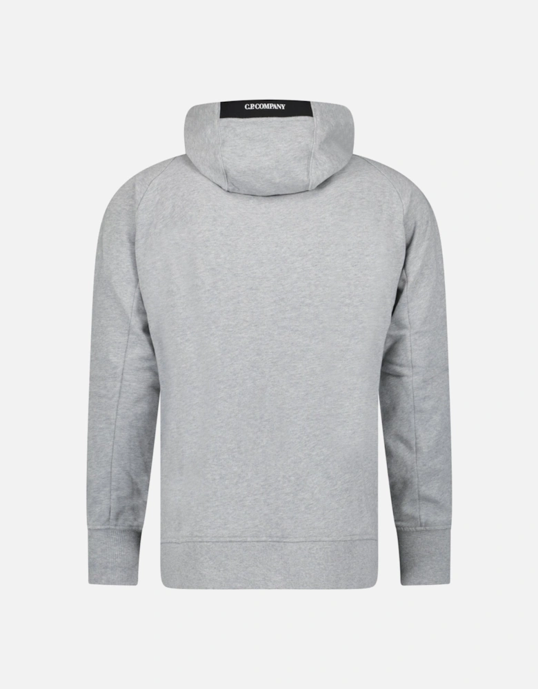 Diagonal Raised Fleece Full Zip Hooded Sweatshirt in Grey Melange