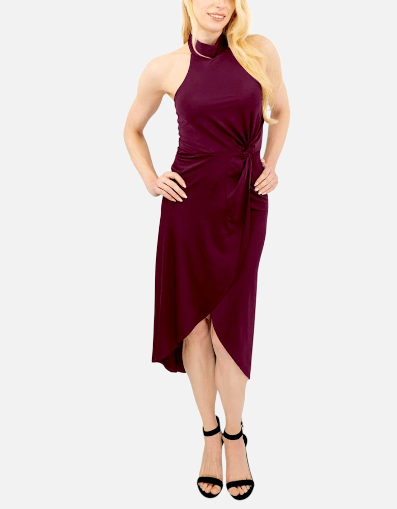 Womens Halter neck Midi Dress Evening Cocktail Elegant Party Ball Gown