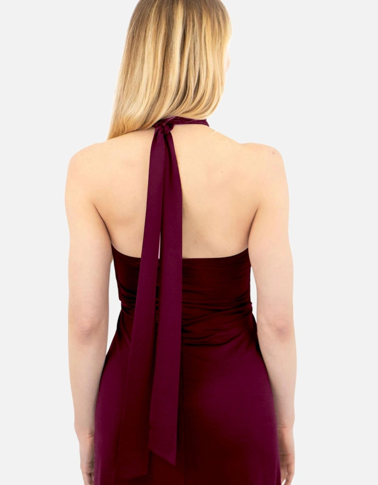 Womens Halter neck Midi Dress Evening Cocktail Elegant Party Ball Gown