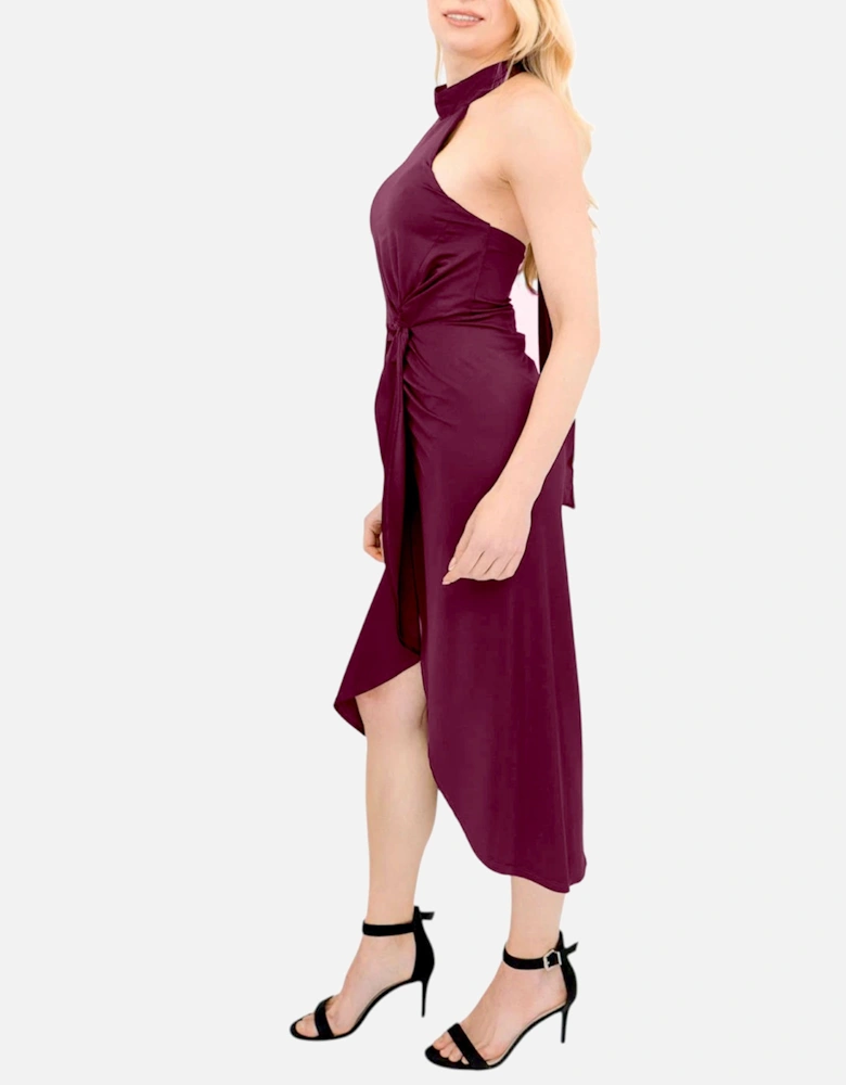 Womens Halter neck Midi Dress Evening Cocktail Elegant Party Ball Gown