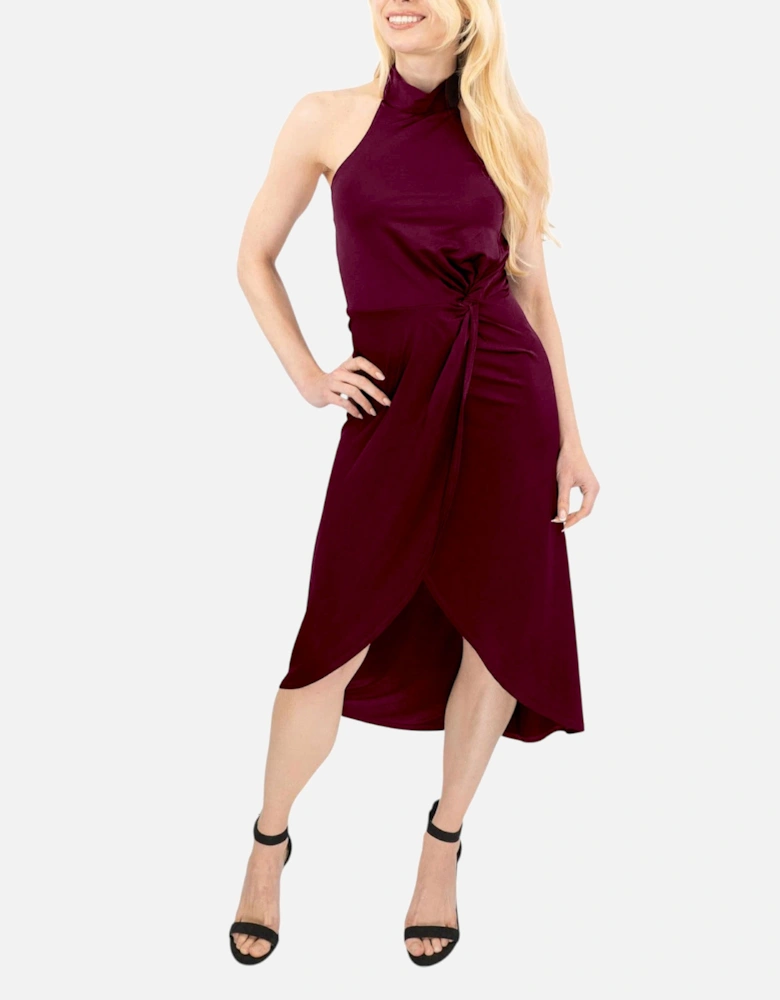 Womens Halter neck Midi Dress Evening Cocktail Elegant Party Ball Gown
