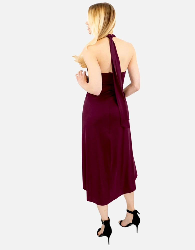Womens Halter neck Midi Dress Evening Cocktail Elegant Party Ball Gown