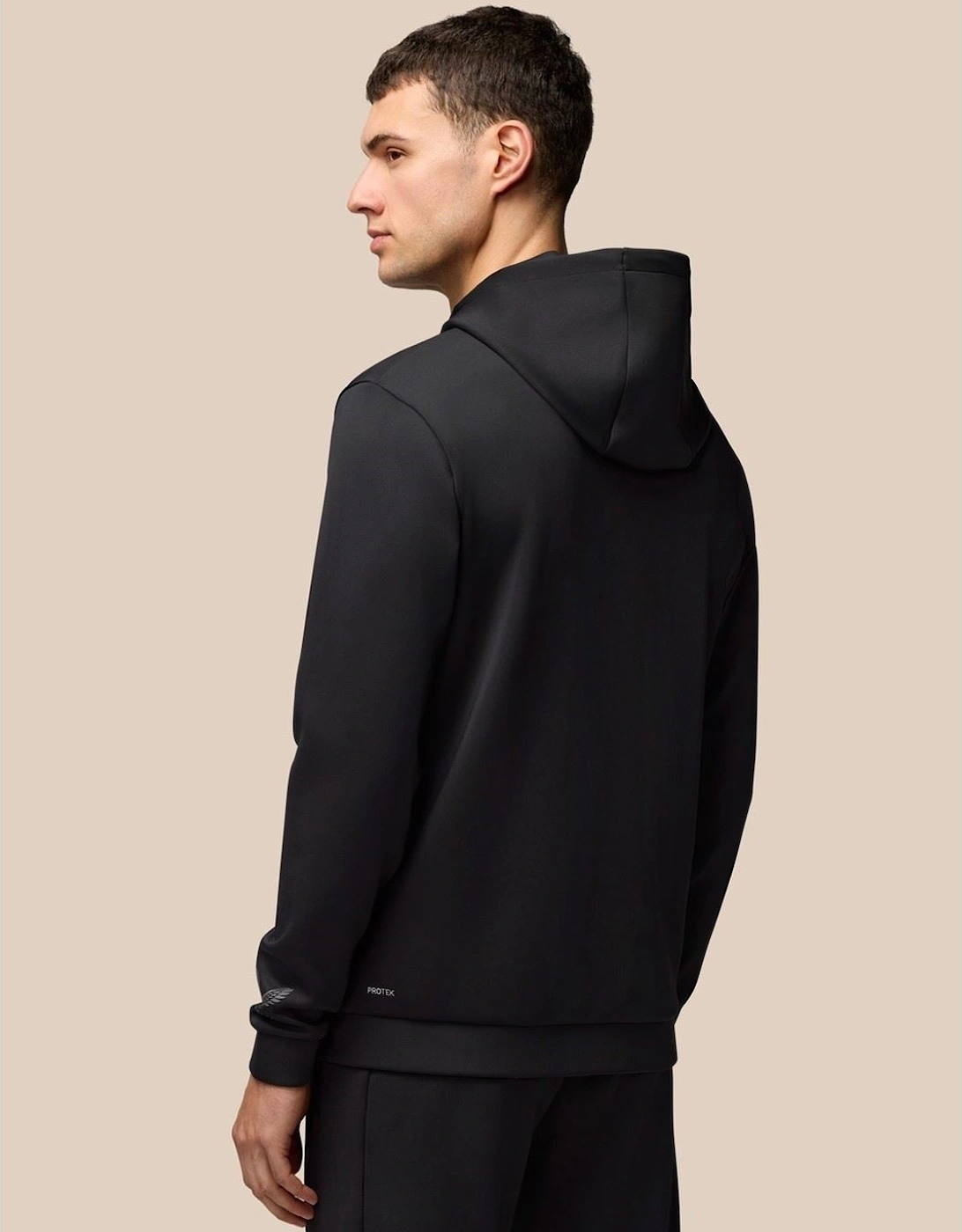 Scuba Full Zip Through Hoody Polyester Men's Black Hooded Sweatshirt, 3 of 2