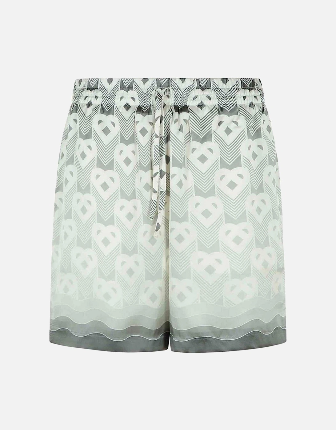 Gradient Heart Monogram Silk Shorts in Grey, 4 of 3