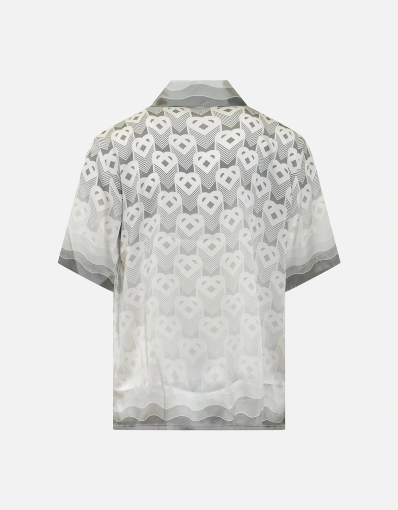 Gradient Heart Monogram Silk Shirt in Grey