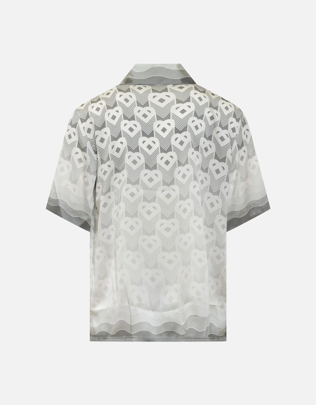 Gradient Heart Monogram Silk Shirt in Grey