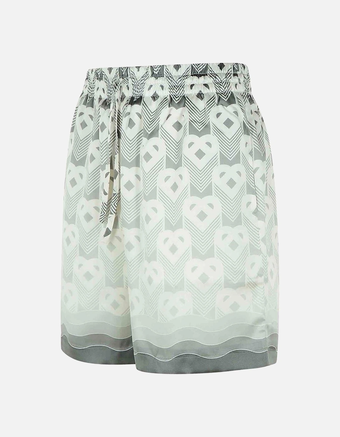 Gradient Heart Monogram Silk Shorts in Grey