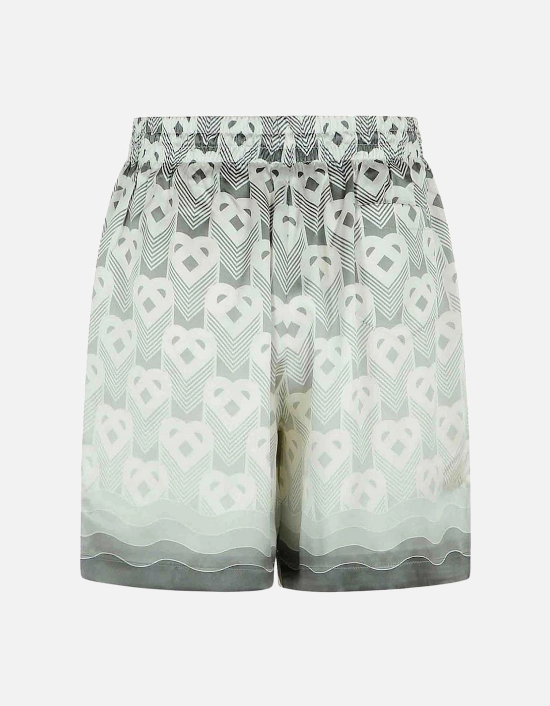 Gradient Heart Monogram Silk Shorts in Grey