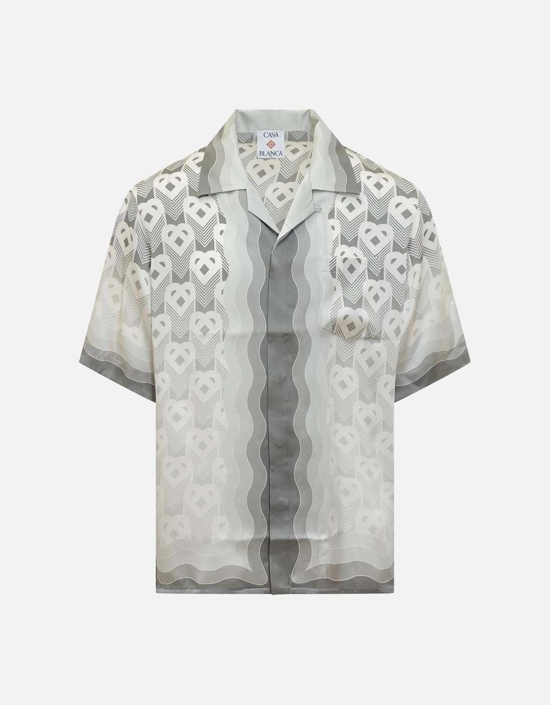 Gradient Heart Monogram Silk Shirt in Grey, 5 of 4
