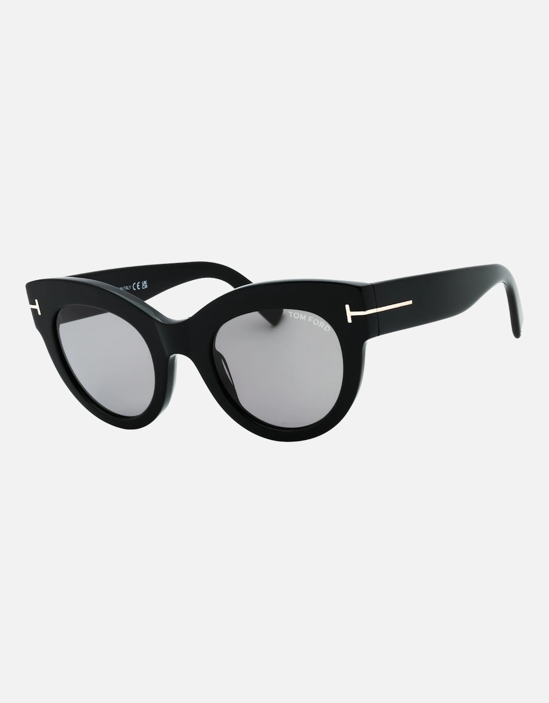 Lucilla Smoke Mirror Lens Shiny Black Thick Framed Sunglasses, 3 of 2
