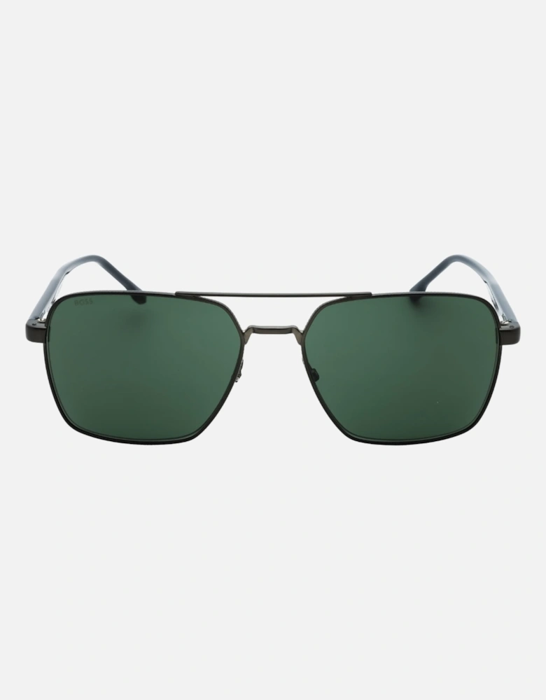 Green Lens Matte Ruthenium Black Sunglasses