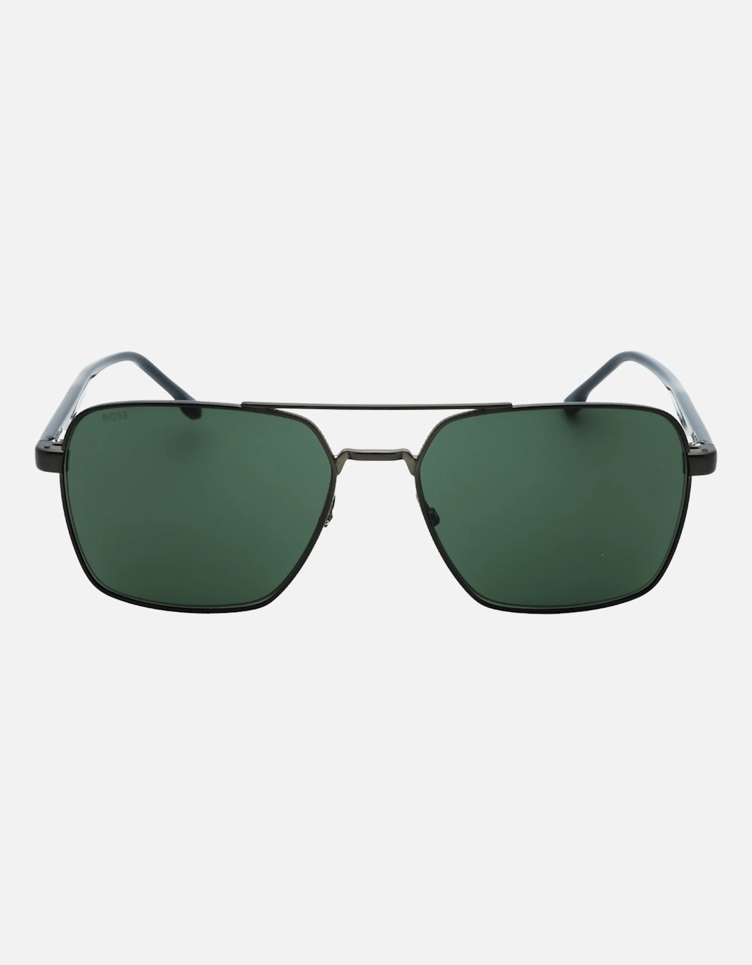 Green Lens Matte Ruthenium Black Sunglasses