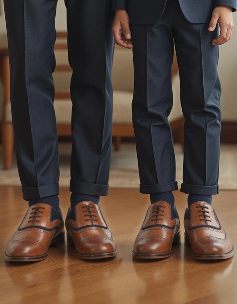 GRANT Mens Two Tone Brogues Dark Tan/Navy