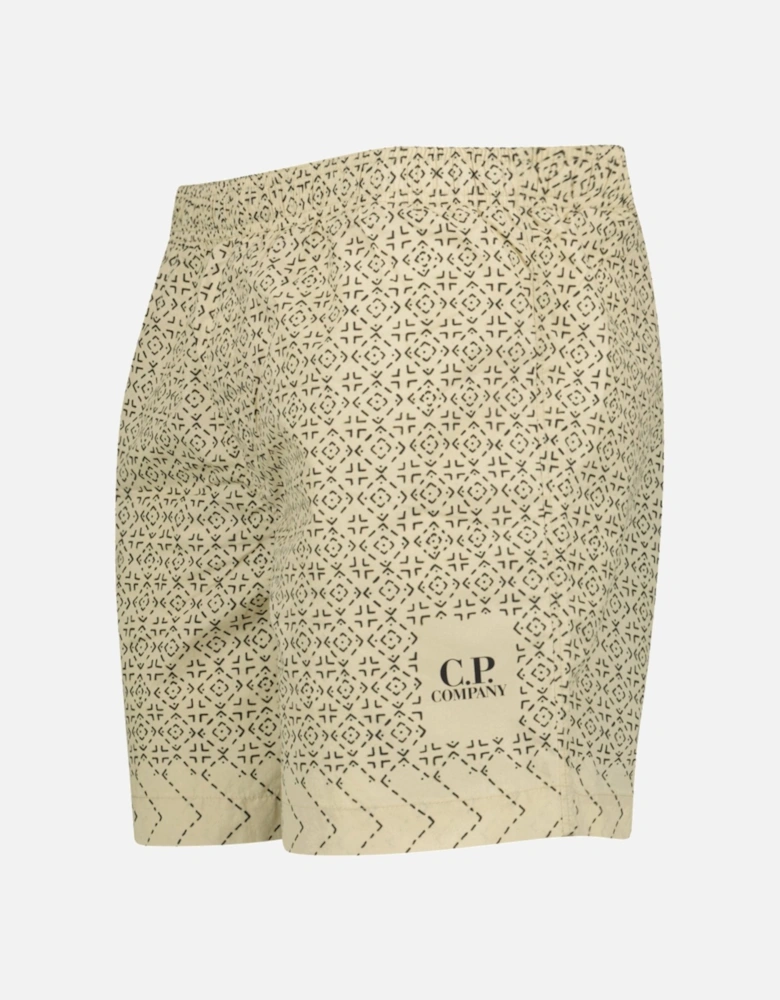 Print Baja Print Flatt Nylon Logo Swim Shorts Beige