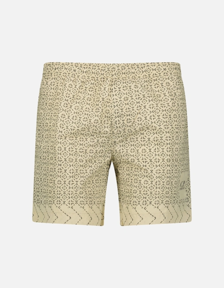 Print Baja Print Flatt Nylon Logo Swim Shorts Beige