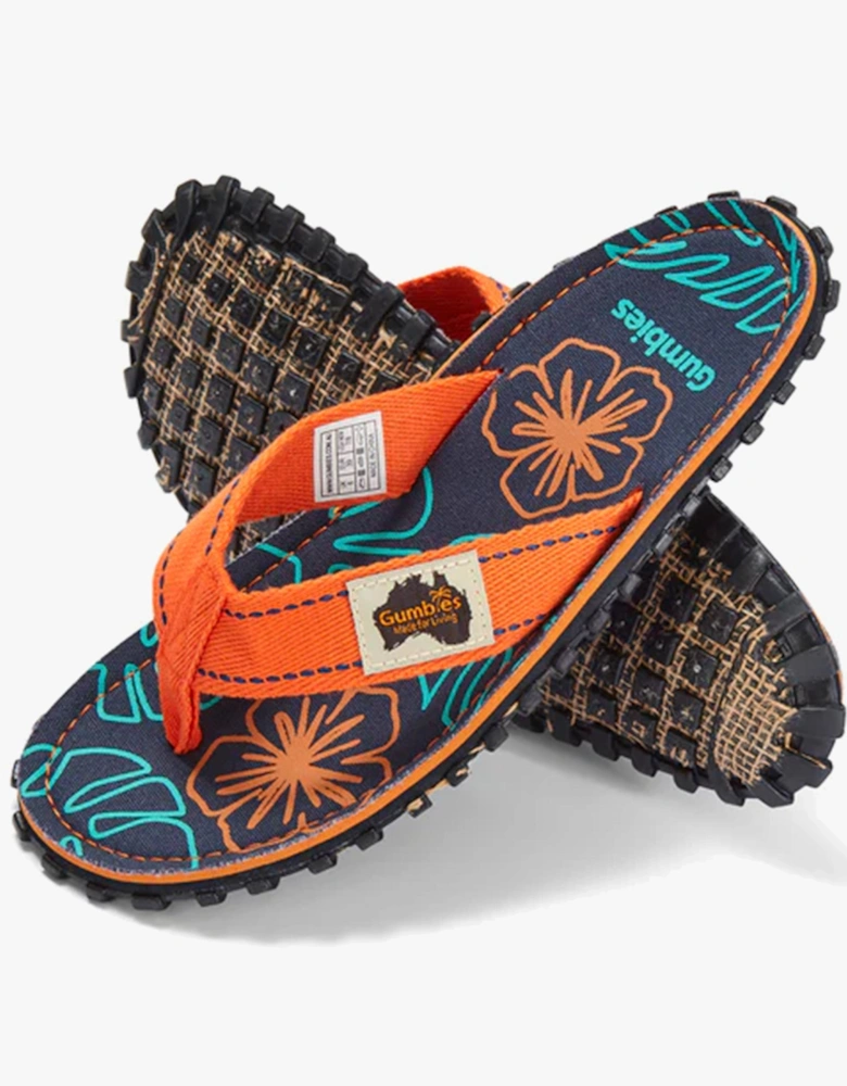 ISLANDER Unisex Recycled Flip-Flops Orange Hibiscus