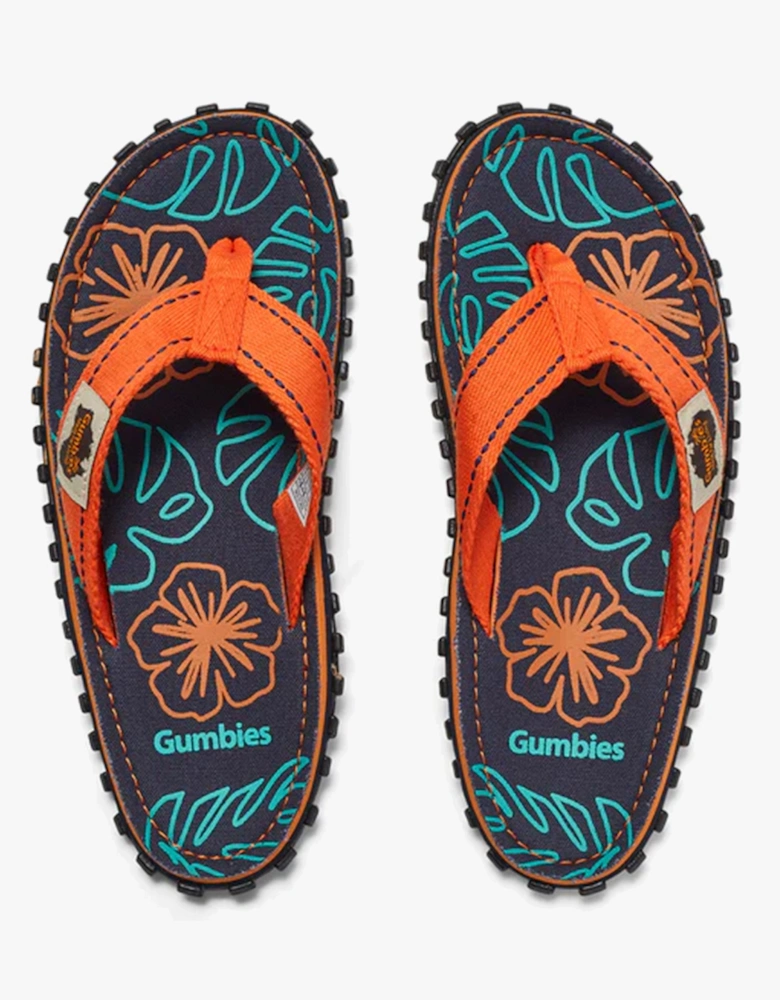 ISLANDER Unisex Recycled Flip-Flops Orange Hibiscus