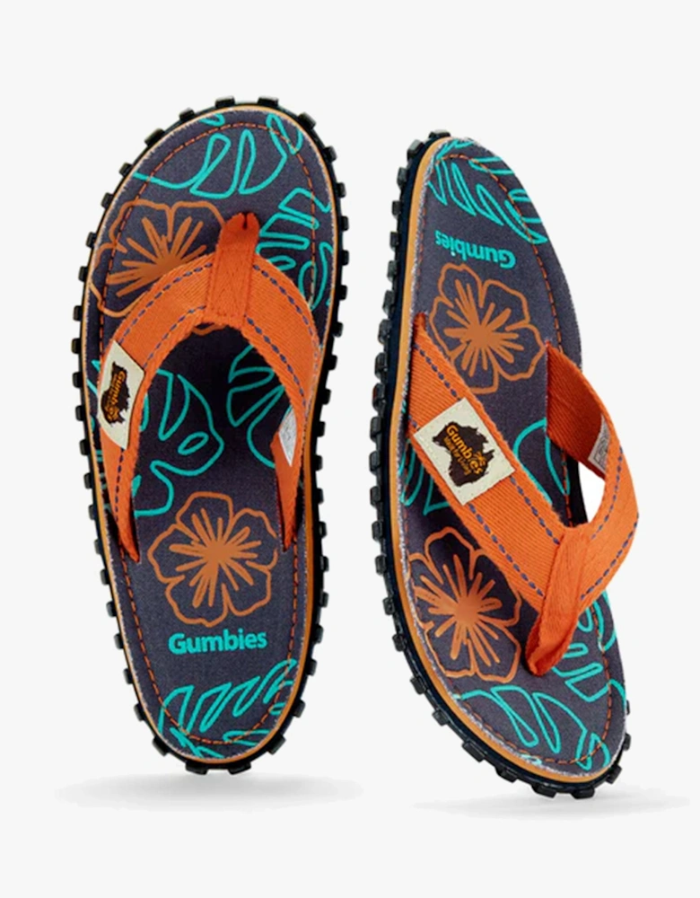 ISLANDER Unisex Recycled Flip-Flops Orange Hibiscus