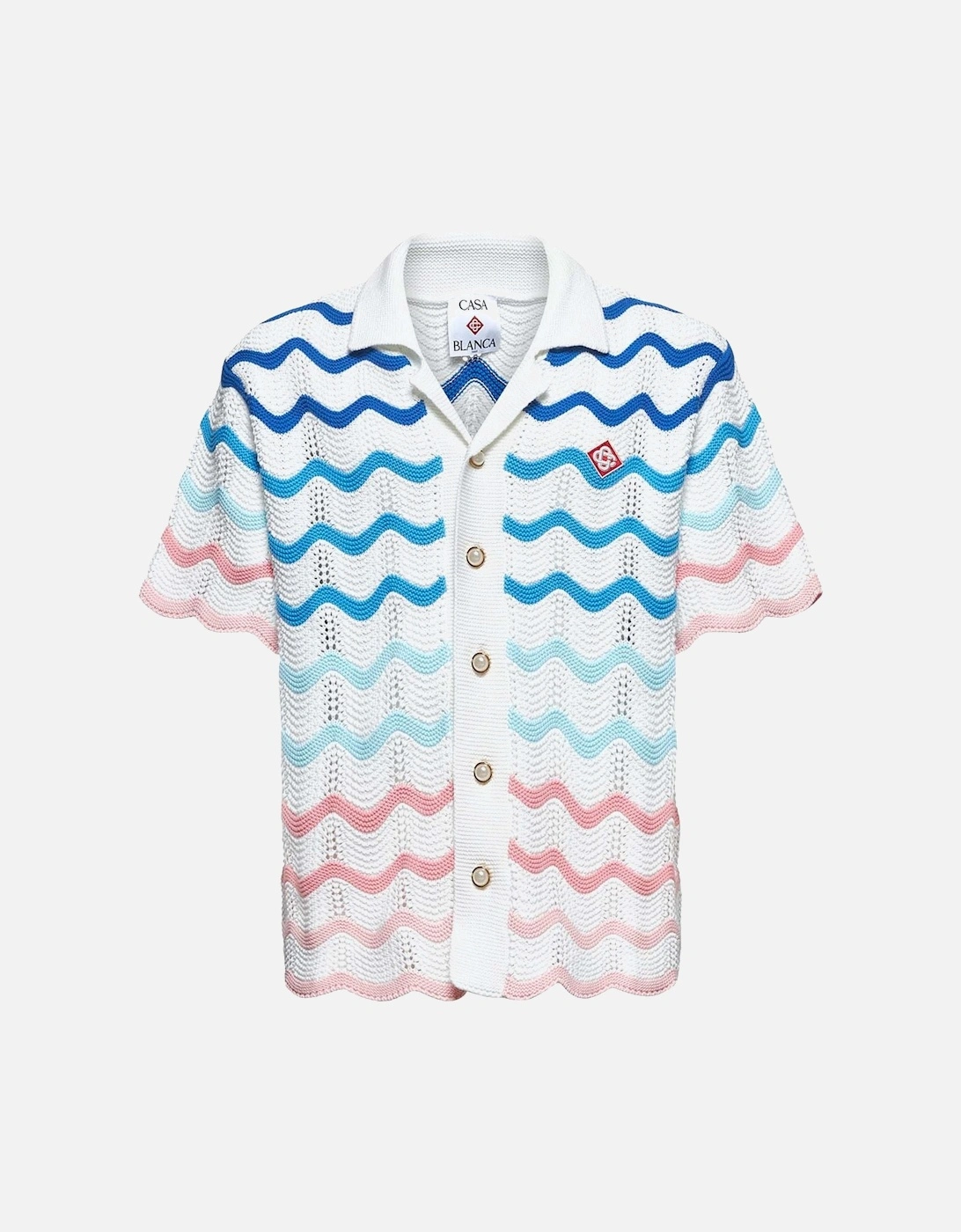 Gradient Wave Crochet Textured Shirt in White, 5 of 4