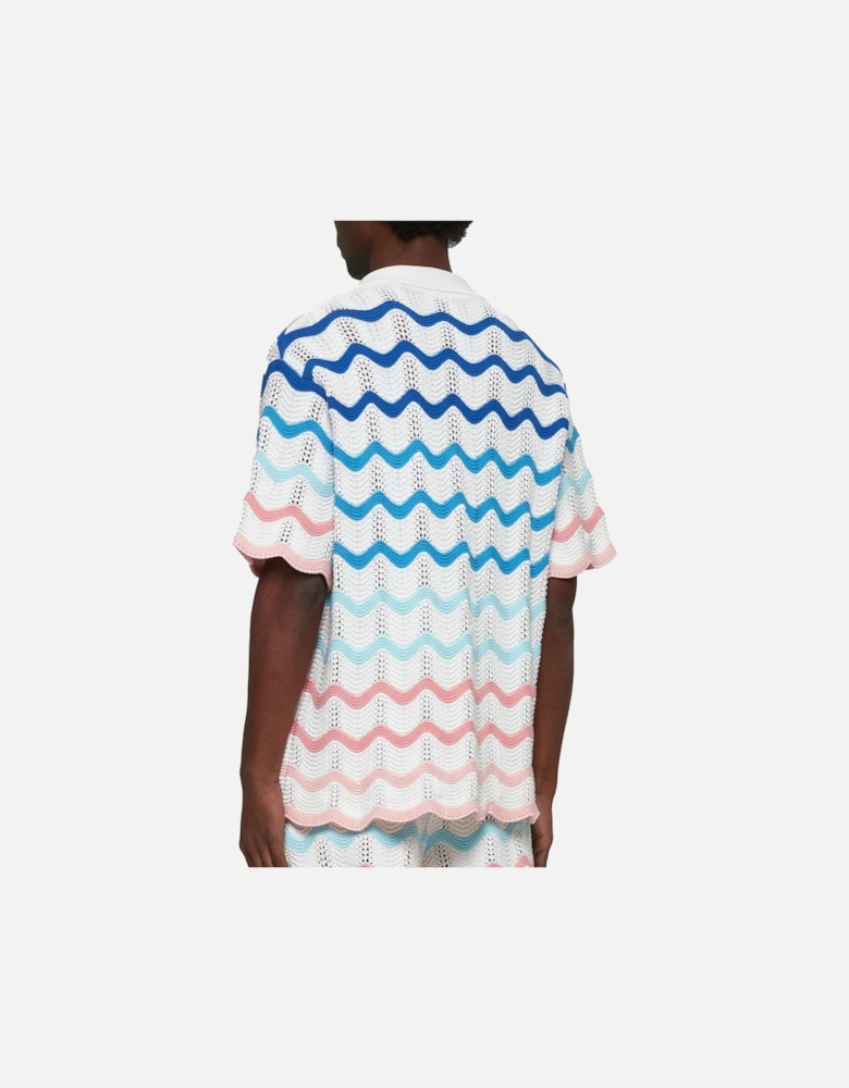 Gradient Wave Crochet Textured Shirt in White