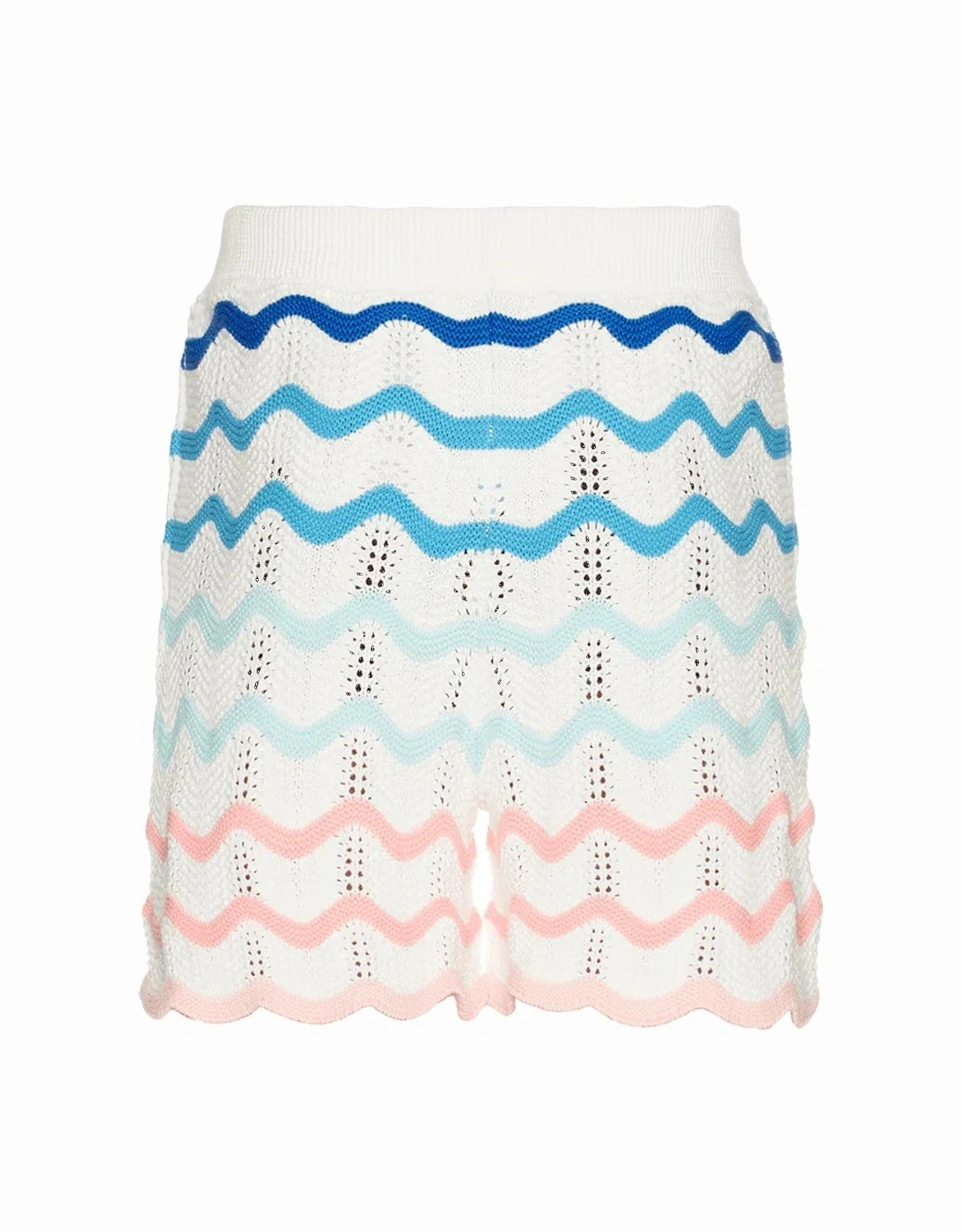 Gradient Wave Crochet Shorts in White