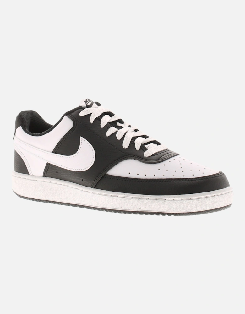 Womens Trainers Court Vision Low Leather Lace Up Black UK Size