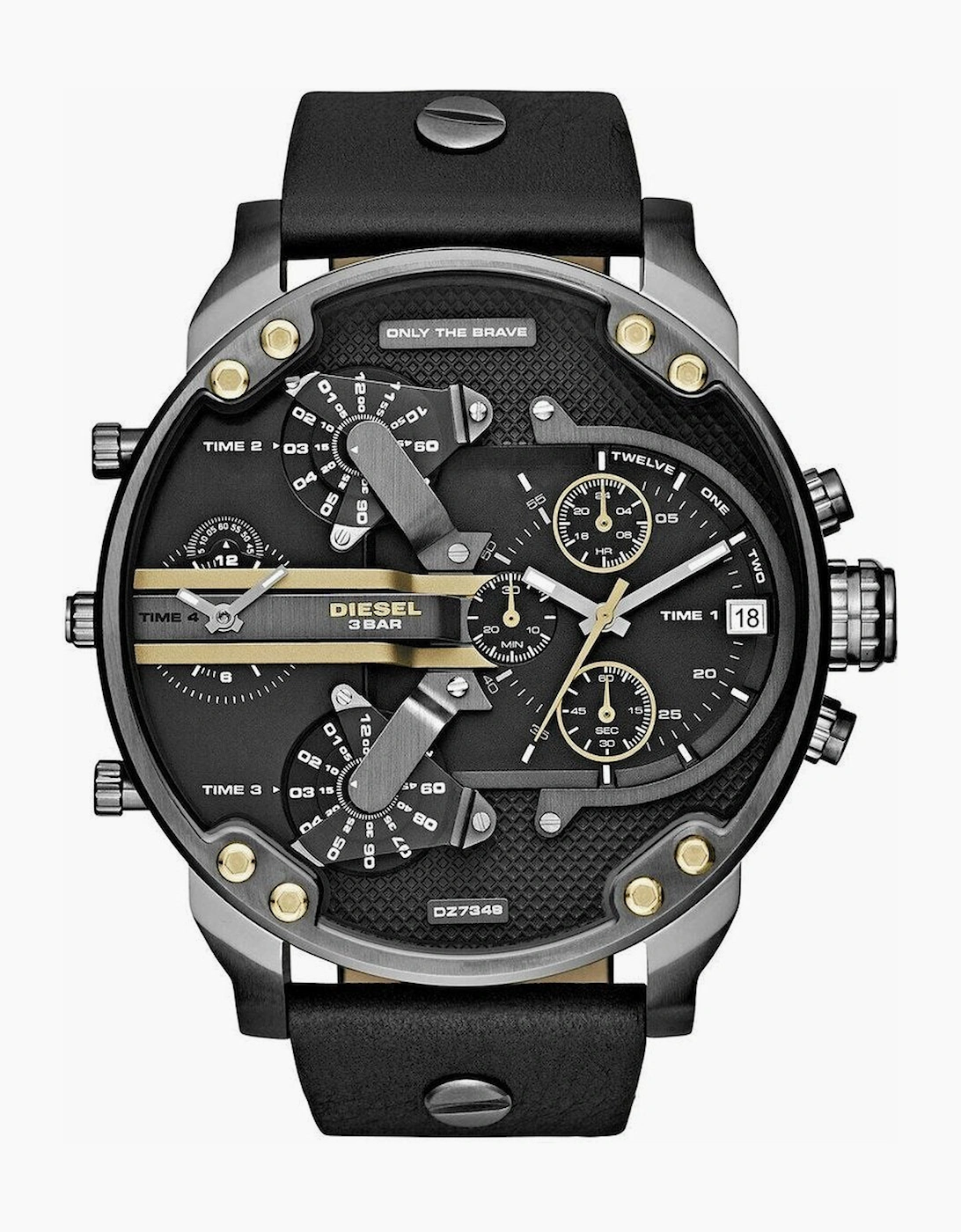 Diesel Men's Black Dz7348 Mr. Daddy 2.0 Dial Leather Watch