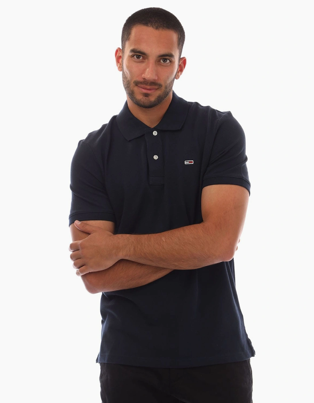 Tommy Jeans Men's Casual Polo Shirt - Navy - Size: 40