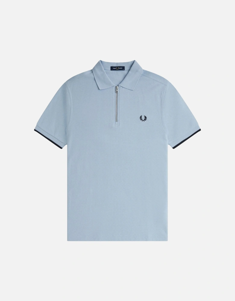 Crepe Pique Zip Neck Polo Shirt