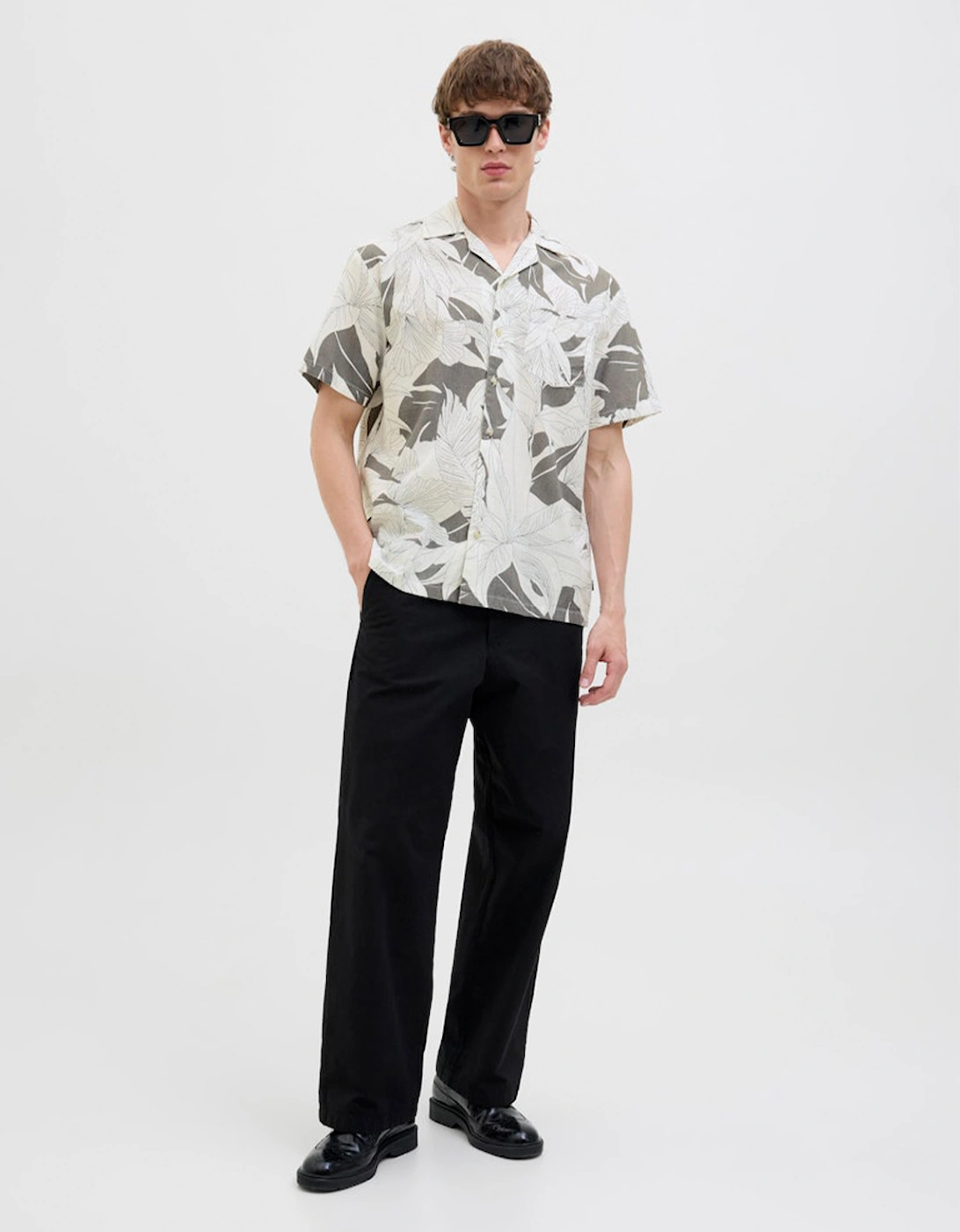 Premium Bahamas Print Resort Short Sleeve Shirt Steeple Grey