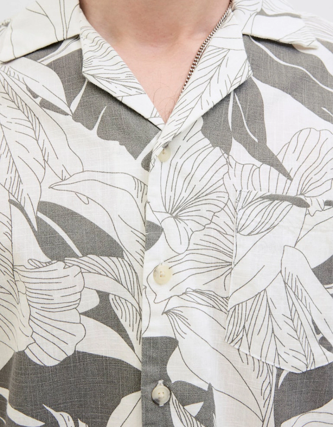 Premium Bahamas Print Resort Short Sleeve Shirt Steeple Grey