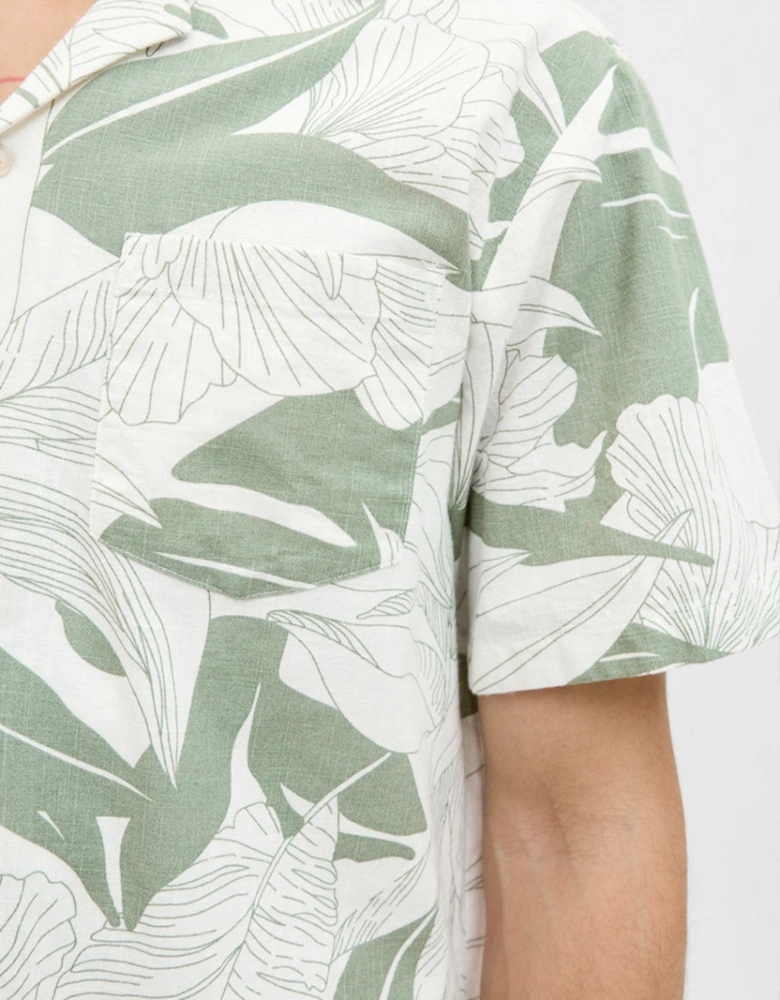 Premium Bahamas Print Resort Short Sleeve Shirt Hedge Green