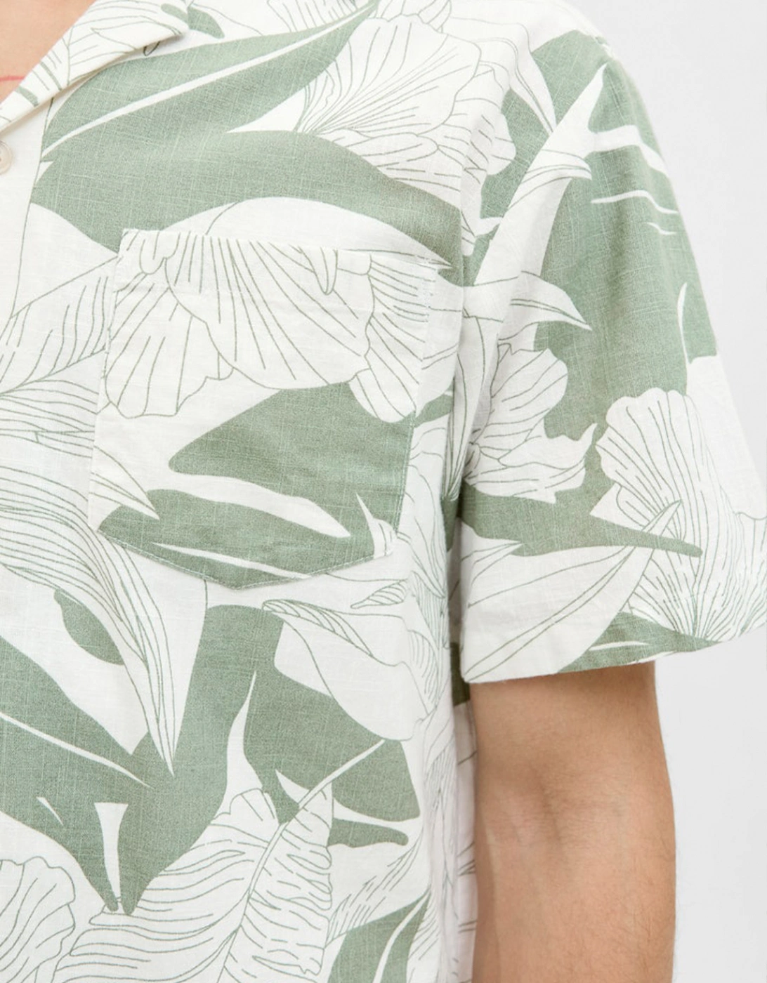 Premium Bahamas Print Resort Short Sleeve Shirt Hedge Green