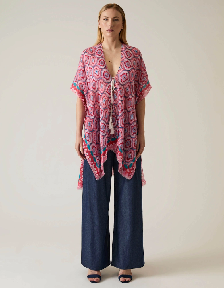 Geometric Print Red Kaftan