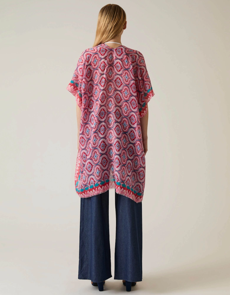 Geometric Print Red Kaftan