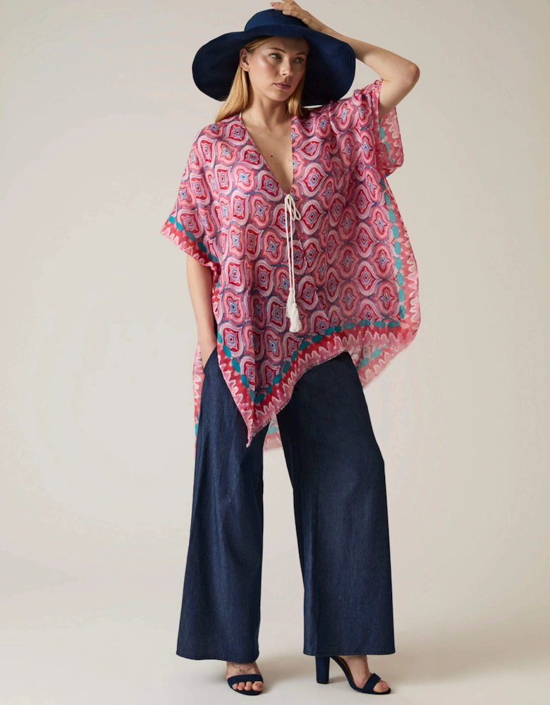 Geometric Print Red Kaftan