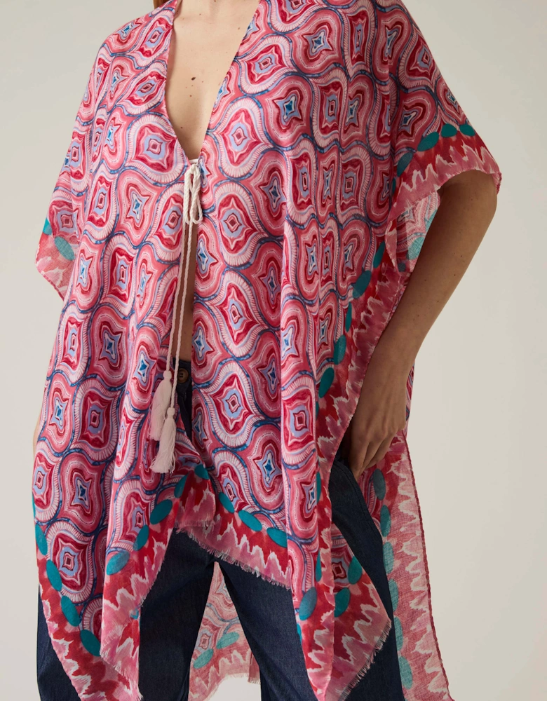 Geometric Print Red Kaftan