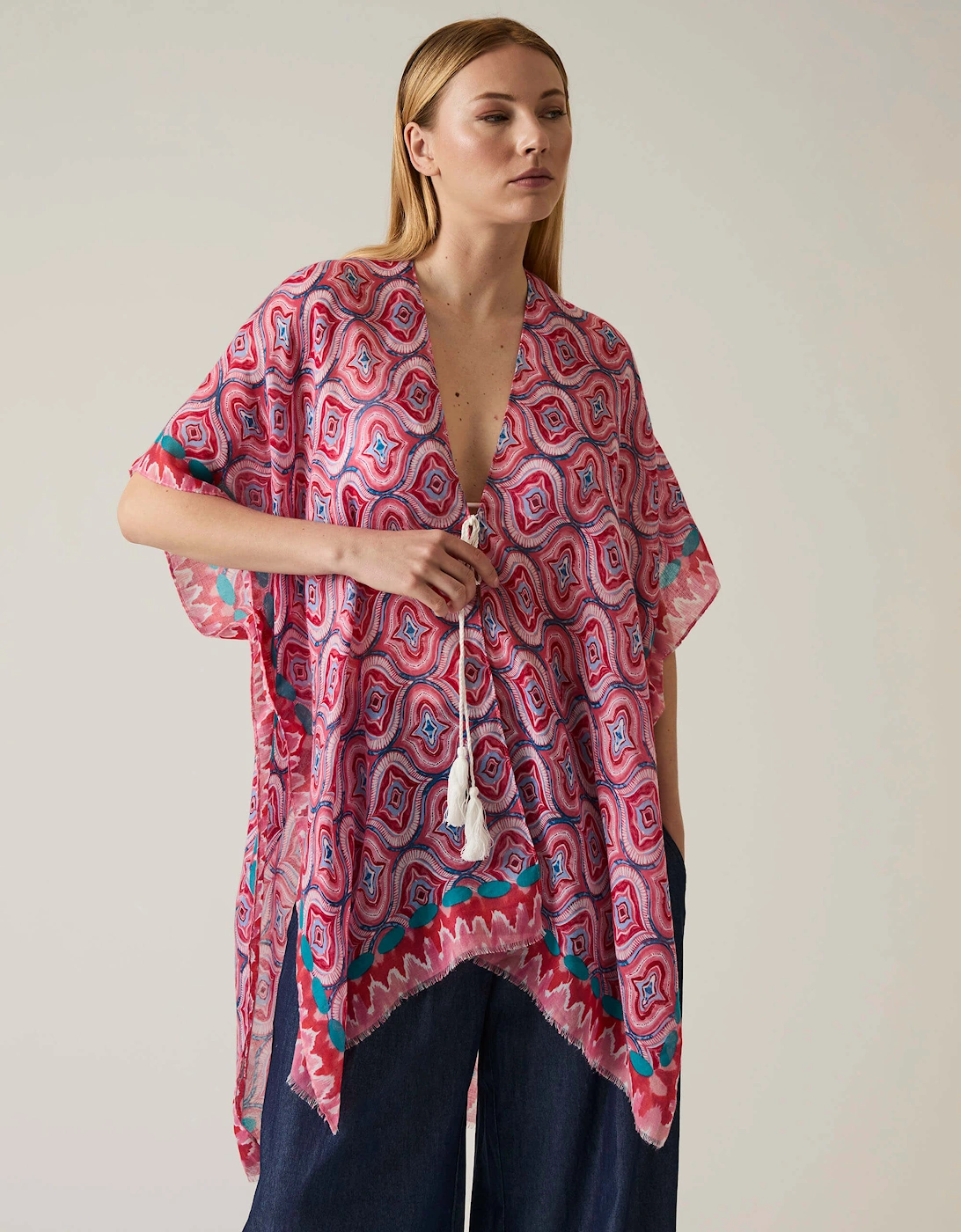 Geometric Print Red Kaftan