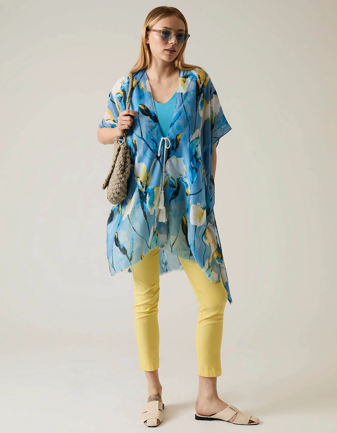 Floral Print Blue Kaftan
