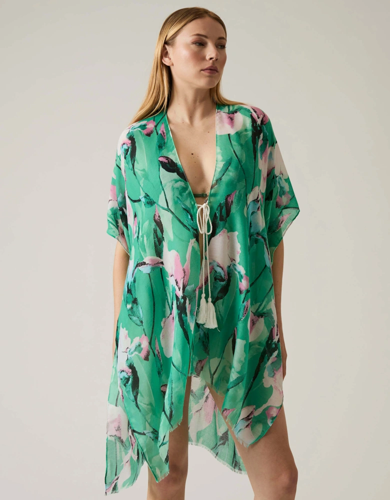 Floral Print Green Kaftan