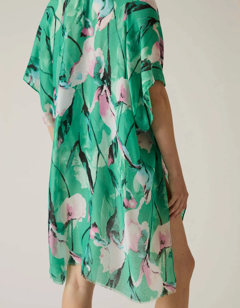 Floral Print Green Kaftan