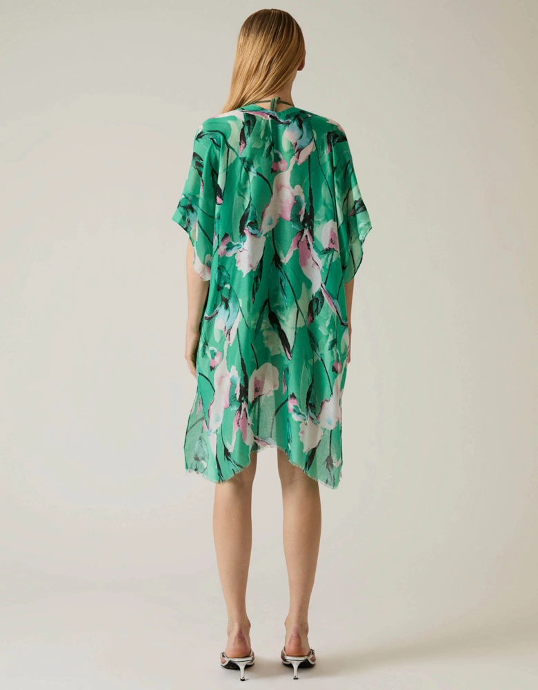 Floral Print Green Kaftan