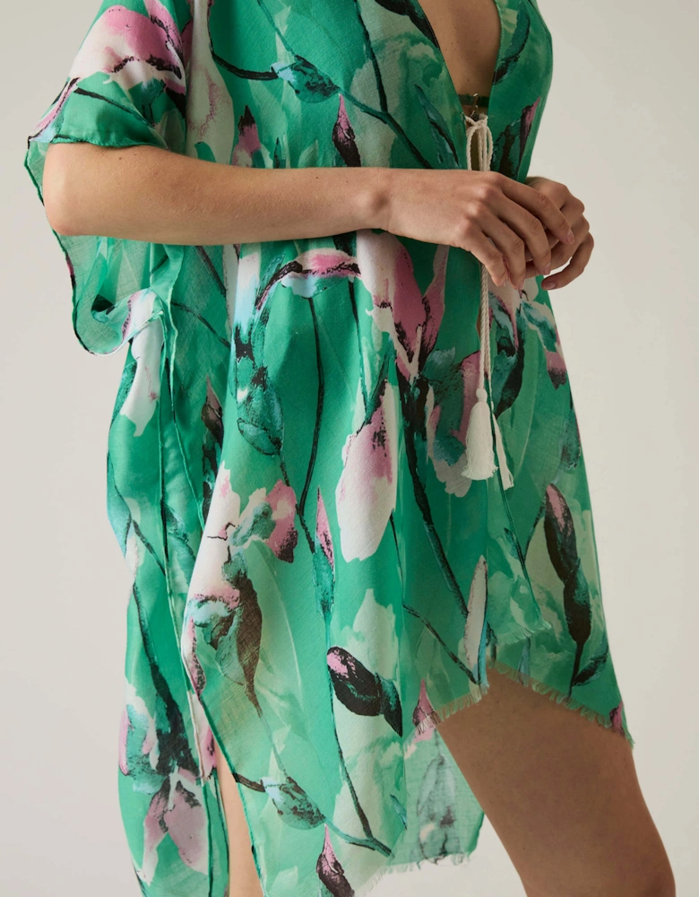 Floral Print Green Kaftan