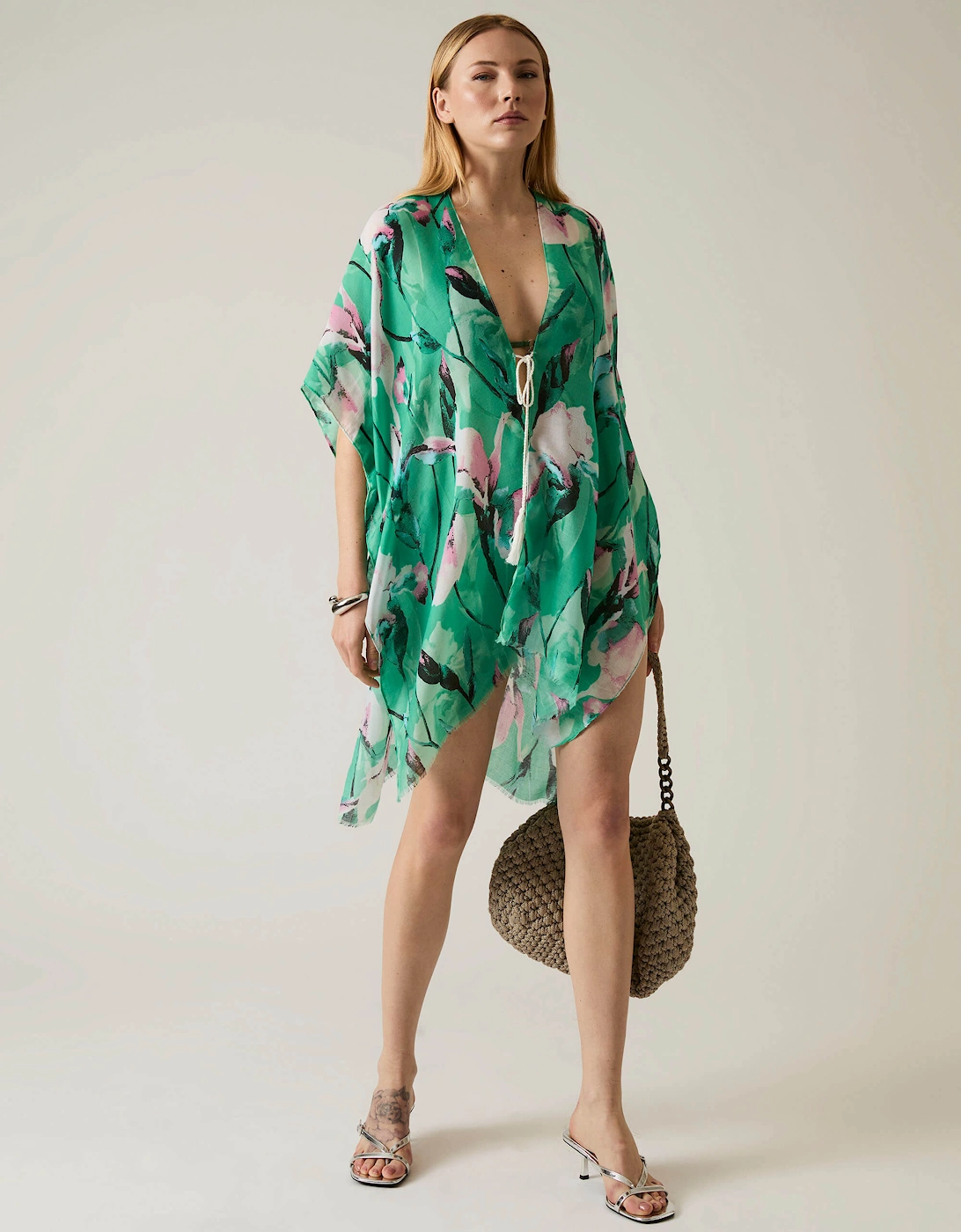 Floral Print Green Kaftan