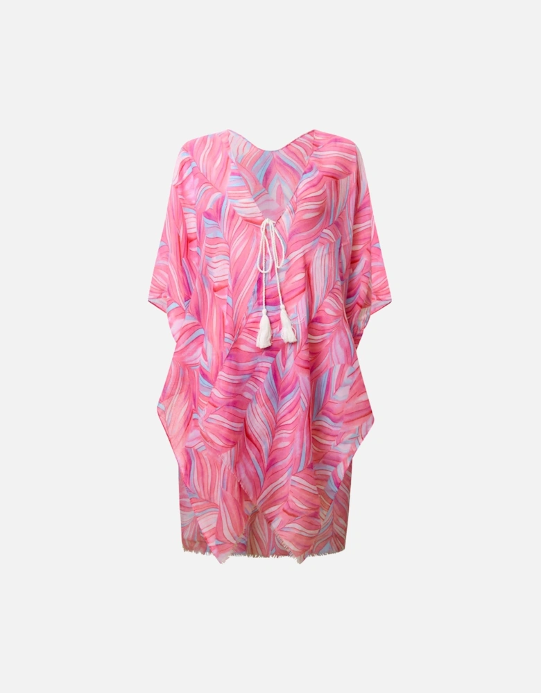 Abstract Print Pink Kaftan
