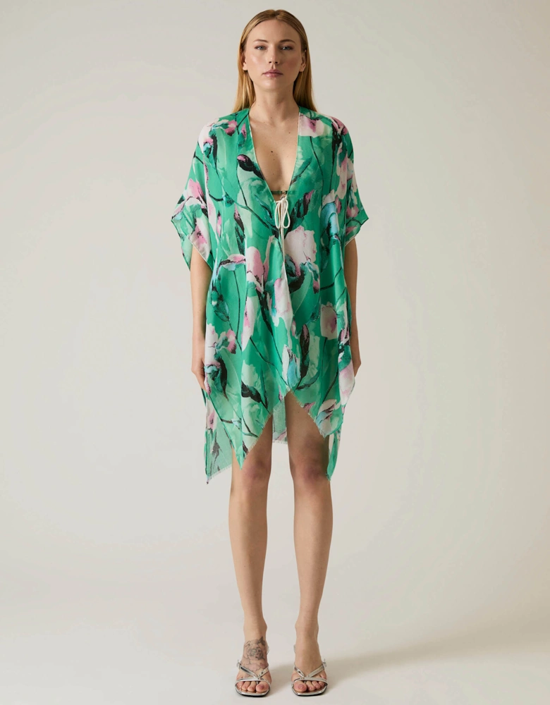 Floral Print Green Kaftan