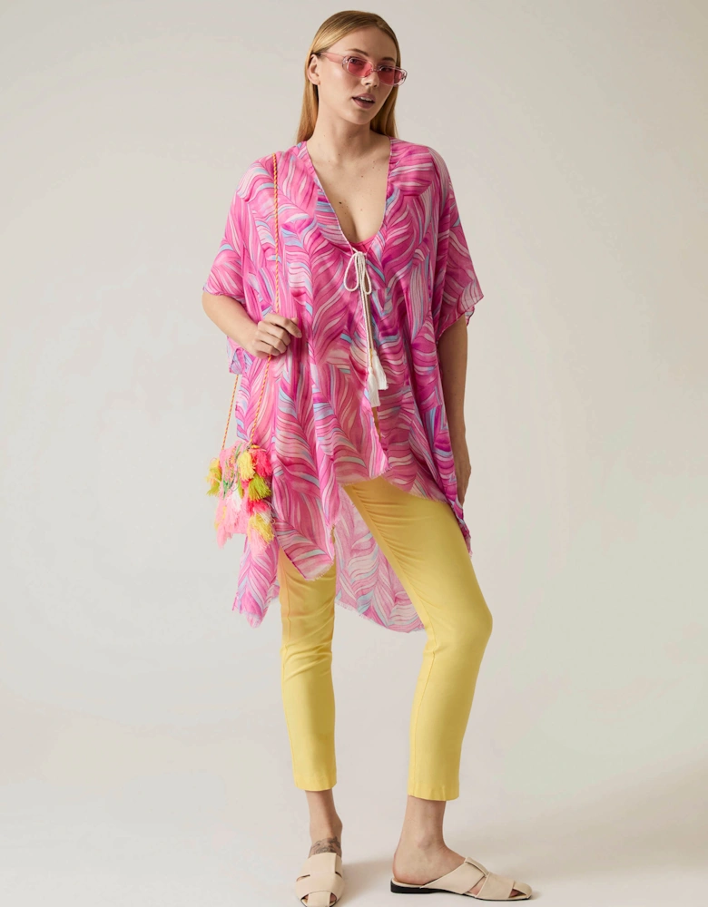Abstract Print Pink Kaftan